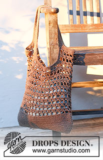 Eco Tote / DROPS 211-28 - Crocheted bag with lace pattern and treble crochet groups in DROPS Bomull-Lin or DROPS Paris.