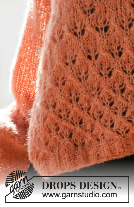 Late Nights / DROPS 212-11 - Sweter na drutach z włóczki DROPS Brushed Alpaca Silk, z reglanowymi rękawami i ściegiem ażurowym. Od XS do XXL.