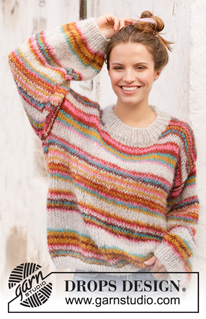 Moroccan Market Muse / DROPS 212-20 - Knitted sweater with stripes in DROPS Melody. Sizes XS - XXL.
