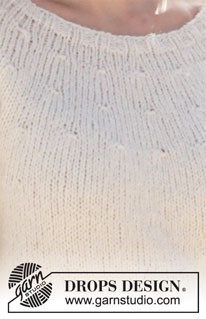 White Dove / DROPS 213-3 - Maglione ai ferri con maniche corte e sprone rotondo in DROPS Sky. Il maglione è lavorato dall’alto verso il basso. Taglie: Dalla S alla XXXL