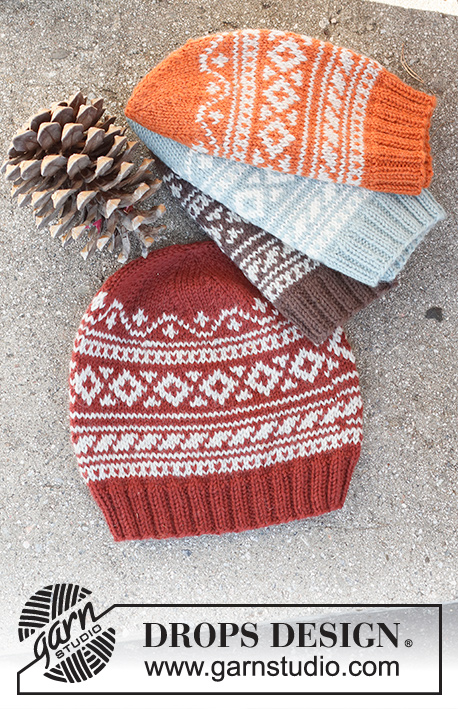 Holly Jolly Hat / DROPS 214-65 - Knitted hat with Nordic pattern in DROPS Karisma. Theme: Christmas