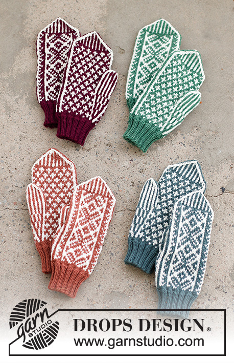 Clapping Elves / DROPS 214-66 - Knitted mittens for Christmas with Nordic pattern in DROPS Merino Extra Fine. Theme: Christmas