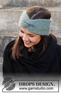 Winter Smiles Headband / DROPS 214-68 - Knitted head band with cable in DROPS Alpaca and DROPS Kid-Silk. Sizes S - XL.