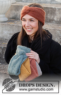 Winter Smiles Headband / DROPS 214-68 - Knitted head band with cable in DROPS Alpaca and DROPS Kid-Silk. Sizes S - XL.