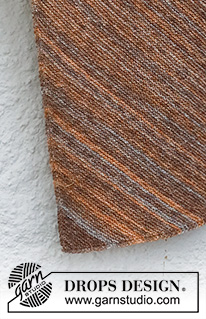 Shouldering Autumn / DROPS 214-9 - Kötött takaró DROPS Fabel fonalból. A darabot lustakötéssel az egyik sarkától a másik sarkáig, átlós irányban