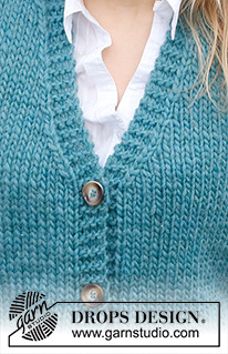 Vermillion Lake Vest / DROPS 215-38 - Knitted vest with V-neck in DROPS Snow or DROPS Wish. Size: S - XXXL