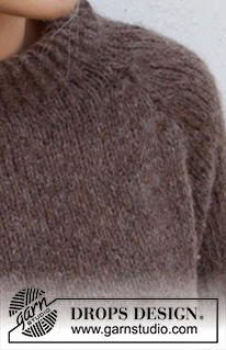 Autumn Pathways Sweater / DROPS 216-12 - Stickad tröja med raglan i DROPS Air. Arbetet stickas med sprund i sidorna och dubbel halskant. Storlek S - XXXL.