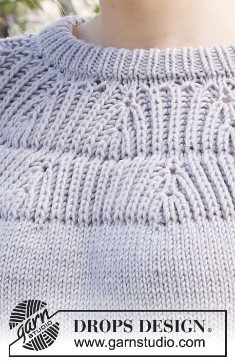 Branching Out / DROPS 216-13 - Knitted sweater in DROPS Big Merino. The piece is worked top down with round yoke, English rib and double neck. Sizes S - XXXL.
