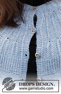 Smell of Rain Jacket / DROPS 216-16 - Knitted jacket in DROPS Nord. Piece is knitted top down with round yoke and textured pattern on yoke. Size: S - XXXL