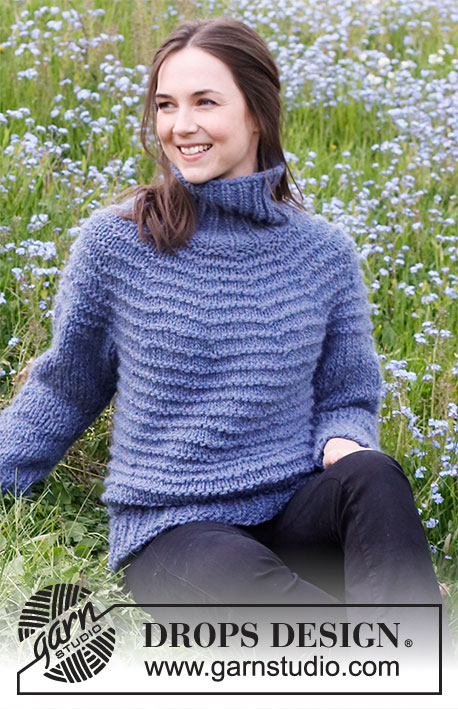 Skipping Stones Sweater / DROPS 216-26 - Knitted jumper in DROPS Andes. The piece is worked top down with round yoke and open garter stitch. Sizes S – XXXL.