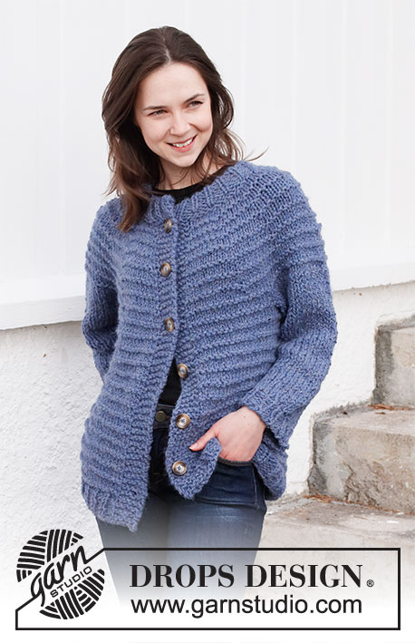 Skipping Stones / DROPS 216-27 - Knitted jacket in DROPS Andes. The piece is worked top down with round yoke and open garter stitch. Sizes S – XXXL.