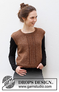 Autumn Roads / DROPS 216-36 - Knitted vest / slipover in DROPS Flora and DROPS Kid-Silk. Sizes S - XXXL.