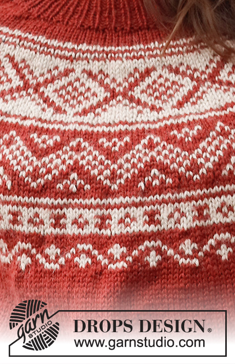 Outdoor Christmas / DROPS 217-11 - Strikket bluse i DROPS Karisma. Arbejdet strikkes oppefra og ned med rundt bærestykke og nordisk mønster på bærestykket. Størrelse S - XXXL.