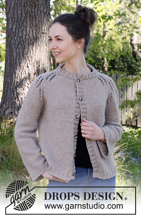 Country Life Cardigan / DROPS 218-13 - Knitted jacket in DROPS Nepal. Piece is knitted top down with shoulder increase for saddle shoulder and lace pattern. Size: S - XXXL