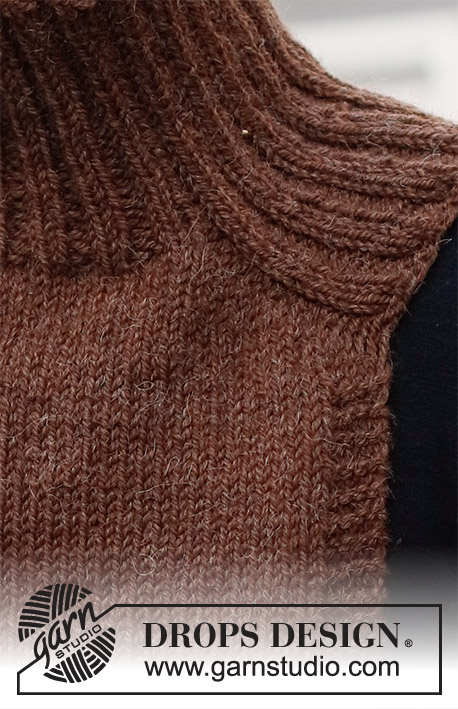 Layers of Winter / DROPS 219-21 - Plastron tricoté de haut en bas avec manches marteau avec côtes et jersey, en DROPS Nepal. Du S au XXXL.