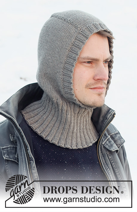 Uncharted Territory / DROPS 219-22 - Knitted hat / balaclava for men in DROPS Merino Extra Fine. The piece is worked top down with stocking stitch and ribbed edging.