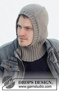 Uncharted Territory / DROPS 219-22 - Knitted hat / balaclava for men in DROPS Merino Extra Fine. The piece is worked top down with stockinette stitch and ribbed edging.