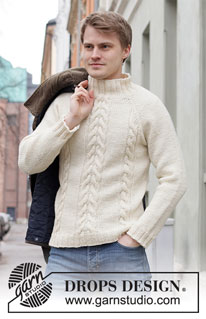 Snow Trail / DROPS 219-8 - Knitted sweater for men with raglan in DROPS Nepal. Piece is knitted top down with
cables and stockinette stitch. Size: S - XXXL