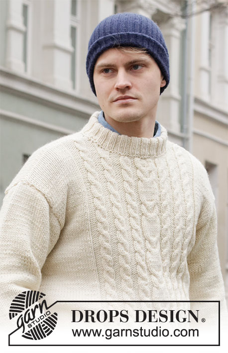 Fisher’s Moon / DROPS 219-9 - Knitted sweater for men with cables in DROPS Alaska. Size: S - XXXL