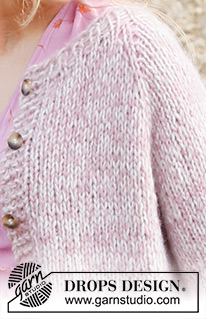 Cosy Rosy Cardigan / DROPS 220-12 - Knitted jacket in 2 strands DROPS Air or 1 strand DROPS Wish. The piece is worked top down, with raglan and ¾-length sleeves. Sizes S - XXXL.