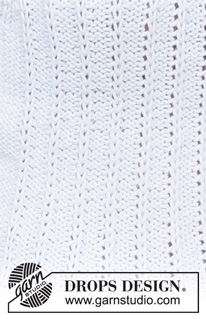 White Birch / DROPS 220-17 - DROPS Paris lõngast kootud patentkoes silmustega soonikuga topp suurustele S kuni XXXL