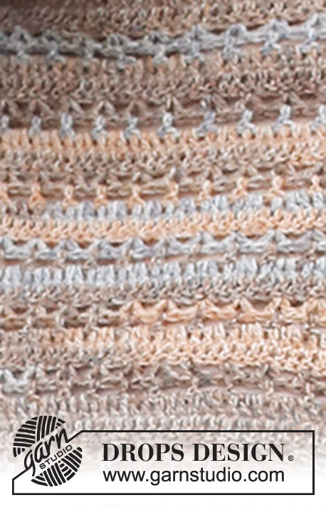 Rocky Trails Cardigan / DROPS 220-19 - Rozpinany sweter na szydełku przerabiany z góry na dół z włóczki DROPS Fabel, z zaokrąglonym karczkiem i ściegiem ażurowym. Od XS do XXL.