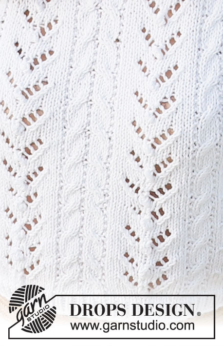 Doves Bay Top / DROPS 221-10 - Top tricotado em DROPS Cotton Light, com ponto rendado e torcidos. Do S ao XXXL