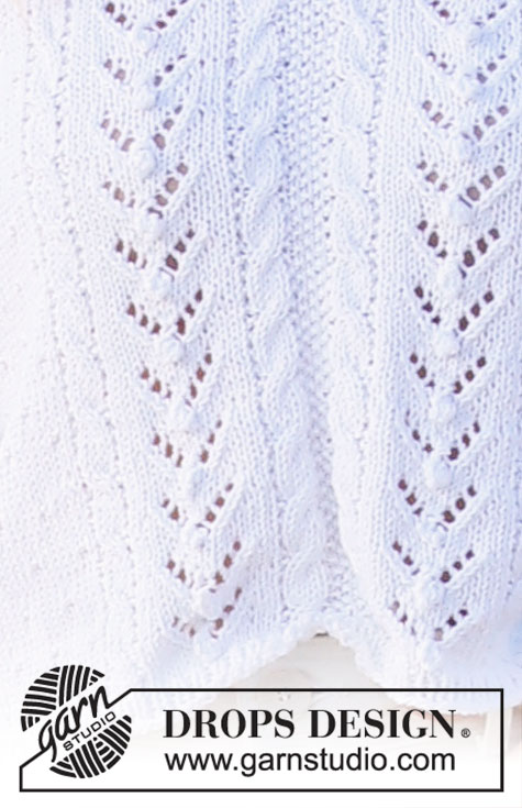 Doves Bay / DROPS 221-17 - Knitted jumper in DROPS Cotton Light or DROPS Sky. The piece is worked with lace pattern, cables and textured pattern. Sizes S - XXXL.