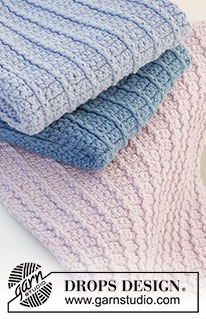 Oh So Fresh! / DROPS 221-46 - Crocheted cloths with relief double crochets in DROPS Safran.