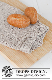 Grateful Bread / DROPS 221-52 - Bolsa para pan de punto con patrón texturado en DROPS Cotton Light.