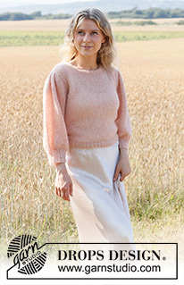 Peaches and Cream / DROPS 223-1 - Knitted jumper in DROPS Brushed Alpaca Silk. Piece is knitted top down with ¾ pouffe sleeves. Size: S - XXXL