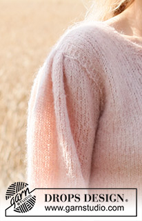 Peaches and Cream / DROPS 223-1 - Stickad tröja i DROPS Brushed Alpaca Silk. Arbetet stickas uppifrån och ner med 
¾-långa puffärmar. Storlek S - XXXL.