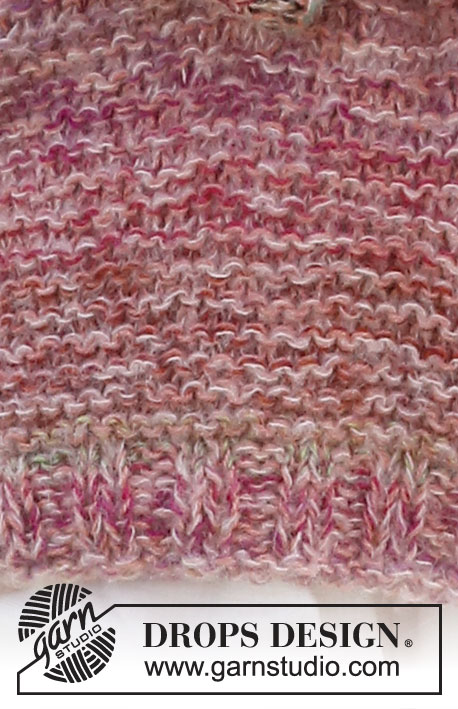 Painted Rose / DROPS 223-14 - Knitted sweater in DROPS Alpaca, DROPS Delight and DROPS Brushed Alpaca Silk.  The piece is worked with garter stitch and stripes. Sizes S - XXXL.