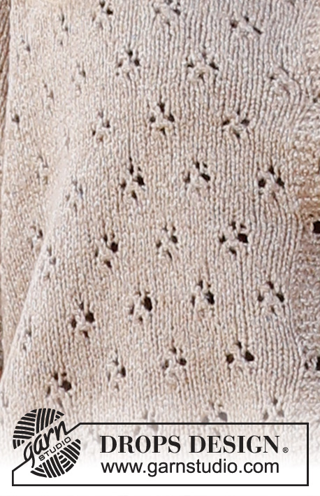 Country Roads Cardigan / DROPS 223-5 - Casaco tricotado com ponto rendado e mangas curtas, em DROPS Flora. Do XS ao XXL.