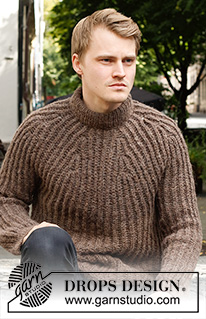 Rocky Ridges / DROPS 224-18 - Knitted sweater for men in DROPS Air. The piece is worked top down with round yoke, English rib and double neck. Sizes S - XXXL.