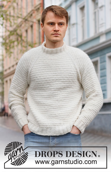 Lightkeeper / DROPS 224-2 - Knitted jumper for men in DROPS Air. The piece is worked top down, with raglan and textured pattern. Sizes S - XXXL.