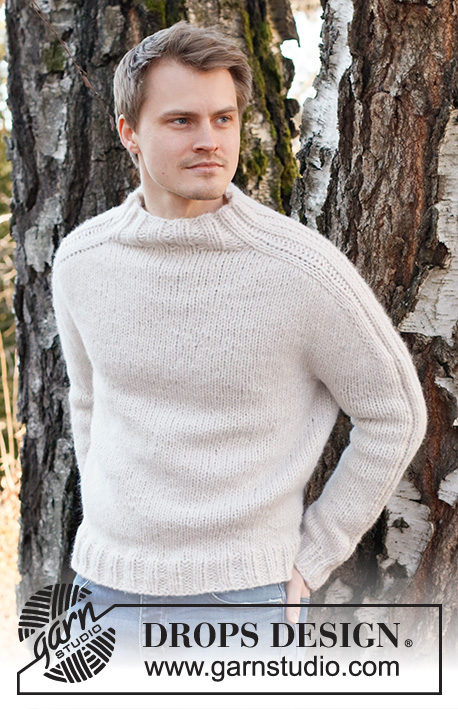 Frost Light / DROPS 224-22 - Knitted sweater for men in DROPS Wish. The piece is worked top down, with saddle shoulders and ribbed edges. Sizes S - XXXL.