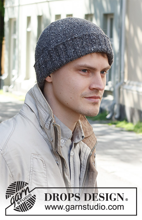 Flagstone Hat / DROPS 224-23 - Knitted hat for men in DROPS Soft Tweed.