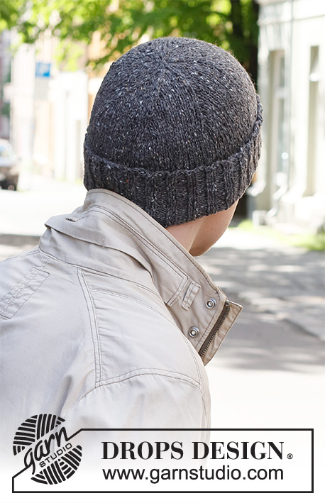 Flagstone Hat / DROPS 224-23 - Gorro tricotado para homem em DROPS Soft Tweed.