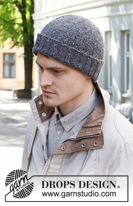 Flagstone Hat / DROPS 224-23 - Bonnet tricoté pour homme en DROPS Soft Tweed.