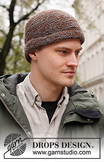 Firewood Hat / DROPS 224-26 - Knitted hat for men, with garter stitch and turn-up in 2 strands DROPS Alpaca.