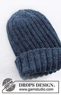 Icebound Hat / DROPS 224-27 - Pánská hipsterská čepice pletená z příze DROPS Alaska.