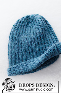 Winter Mist Hat / DROPS 224-28 - DROPS Alpaca lõngast alt üles kootud soonikkoes meeste hipster müts suurustele S kuni XXL