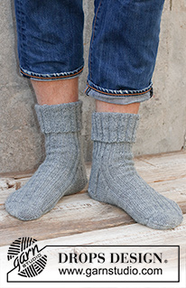 Free patterns - Men's Socks & Slippers / DROPS 224-29