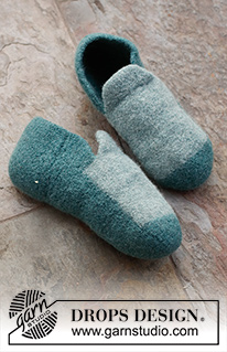 Good Morning Slippers / DROPS 224-32 - Pánské plstěné papučky pletené z příze DROPS Alaska. Velikost 35-46.