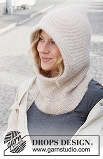 Frost Buster Balaclava / DROPS 225-7 - Knitted hat / balaclava in DROPS Air. The piece is worked with moss stitch and ribbed edges.