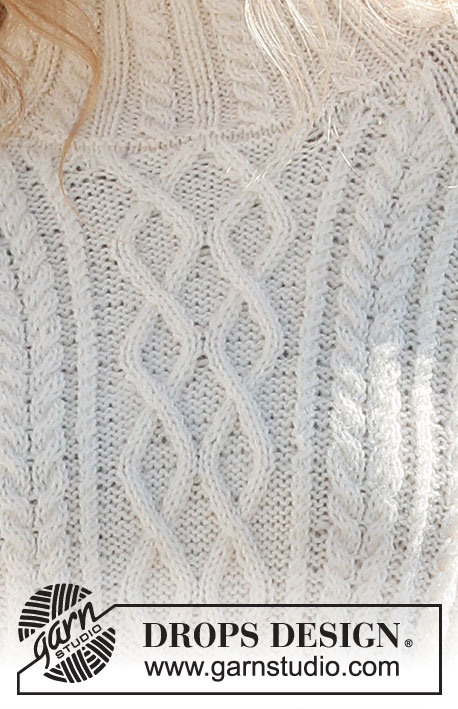 Snowy Trails / DROPS 226-16 - Strikket bluse i DROPS Karisma eller DROPS Daisy. Arbejdet strikkes med raglan, snoninger og perlestrik. Størrelse S - XXXL.