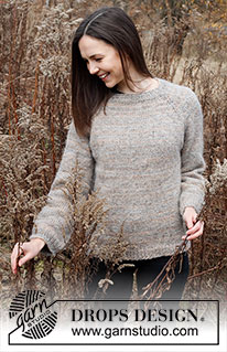 Ash Valley / DROPS 226-17 - Knitted sweater in DROPS Fabel and DROPS Brushed Alpaca Silk. Piece is knitted top down with raglan. Size: S - XXXL