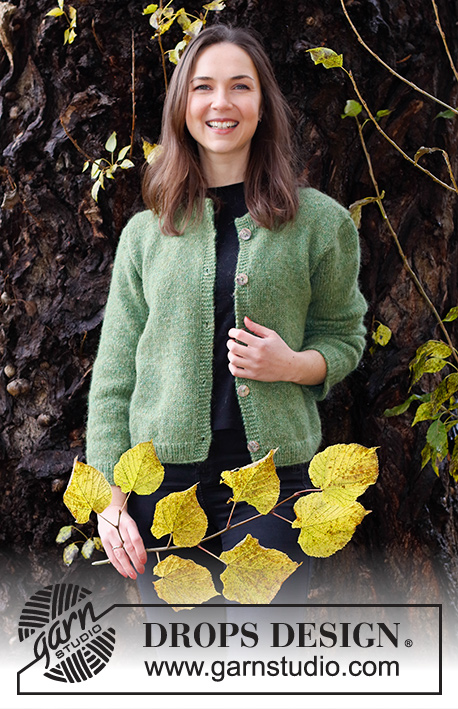 Serene Forest Cardigan / DROPS 226-27 - Knitted jacket in DROPS Air. The piece is worked in stockinette stitch, with double neck. Sizes S - XXXL.