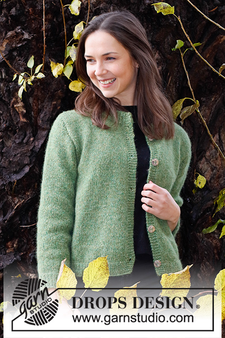 Serene Forest Cardigan / DROPS 226-27 - Knitted jacket in DROPS Air. The piece is worked in stockinette stitch, with double neck. Sizes S - XXXL.